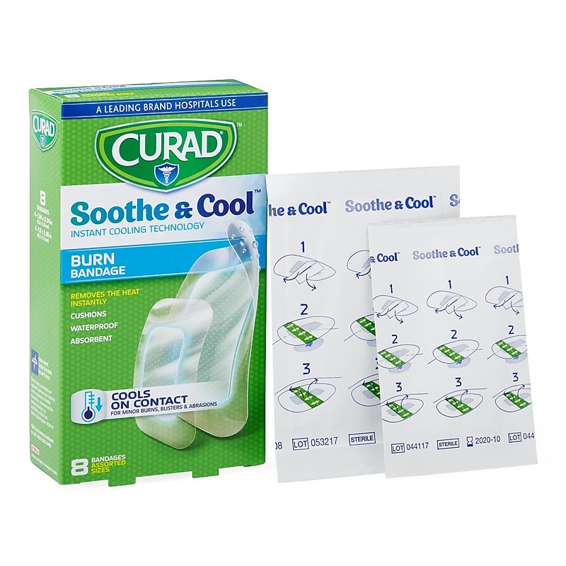Curad Soothe & Cool Clear Waterproof Hydrogel Bandages, Assorted Sizes, 8/Box, 24/Carton (CUR5236V1) image 1