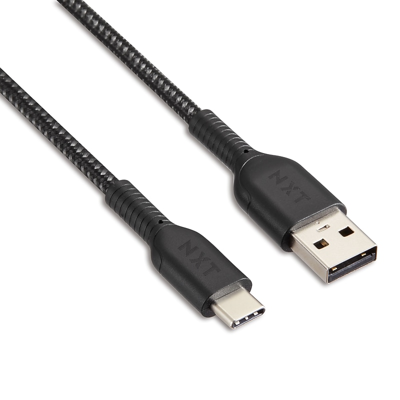 NXT Technologies™ 6 Ft. Braided USB-C to USB-A Cable, Black (NX60471) image 1