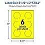 Avery Hexagon Laser/Inkjet Multipurpose Labels, 2-1/2" x 2-57/64", Neon Yellow (120/Pack)~#|#~4CAE2FFB-A9B7-43A8-BEB6233081120884_sc7