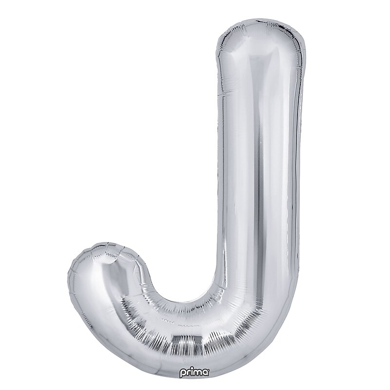 Party City (Air-Filled) 16" "J" Foil Balloon, Silver, 2/Pack (AM60050274-18) image 1