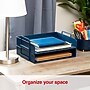 Staples Plastic Side Loading Stackable Letter Tray, Letter Size, Navy Blue, 2/Pack (ST63886)~#|#~4CBE44E1-EA35-44FB-BF7AB9D065A09E42_sc7