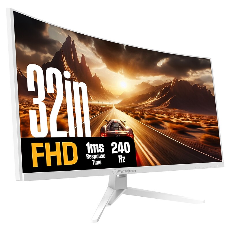 Westinghouse 32" Curved FHD 240Hz LED AMD FreeSync Gaming Monitor, Built-In Speaker, White (WC32RX6250W) image 1