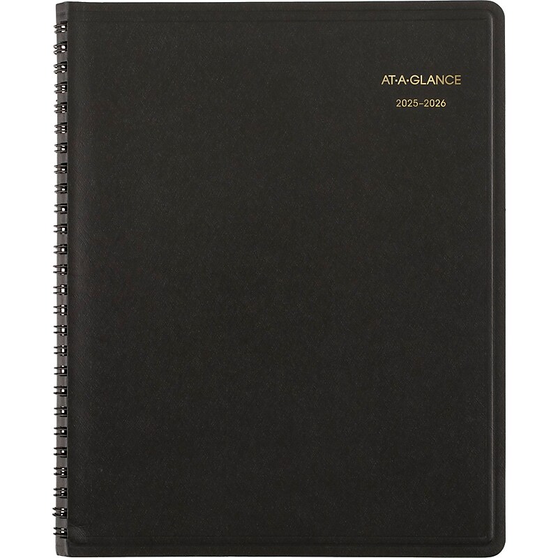 2025-2026 AT-A-GLANCE 7" x 8.75" Academic Monthly Planner, Faux Leather Cover, Black (70-127-05-26) image 1