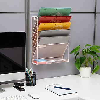 Mind Reader Network Collection 6-Pocket Metal Mesh Mountable Wall File, Letter Size, Pink (MAGSTACK-PNK)