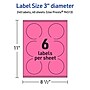 Avery Laser/Inkjet Round Multipurpose Labels, 3" Dia., Bright Pink, 240/Pack (94513)~#|#~4CEC1D12-3E5E-469A-9DC606E951A2F1A4_sc7