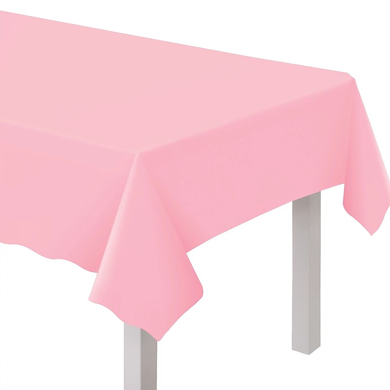 Party City Solid Color 108" x 54" Plastic Table Cover, Rose (AM77015-155-ST) image 1