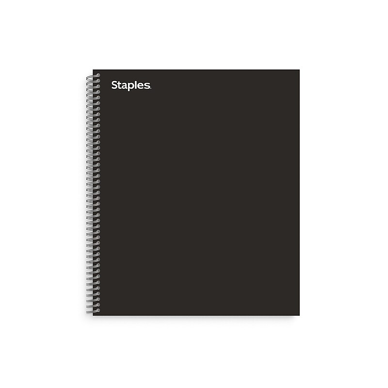 Staples® Premium 3-Subject Subject Notebooks, 8.5" x 11", College Ruled, 150 Sheets, Black (TR58359M-CC) image 1