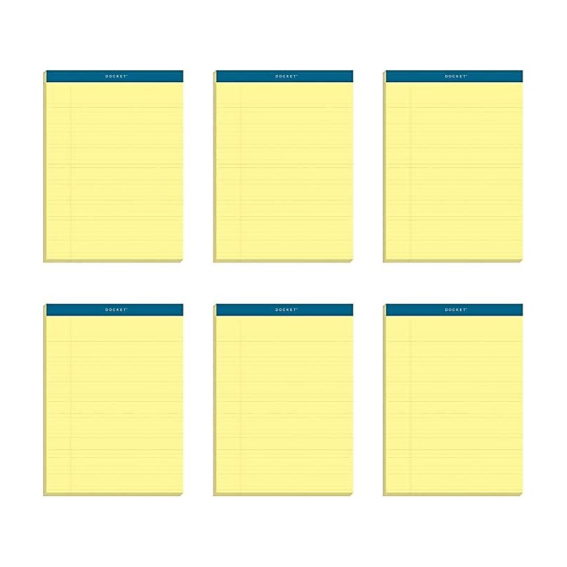 TOPS Docket Notepads, 8.5" x 11.75", Narrow Ruled, Canary, 100 Sheets/Pad, 6 Pads/Pack (TOP 63376) image 1
