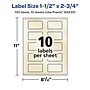 Avery Laser/Inkjet Rectangle Pearlized Labels, 1.5" x 2.75", Ivory, 100 Labels/Pack (94230)~#|#~4CFCAA93-7186-4501-B2878A2F25056A0A_sc7