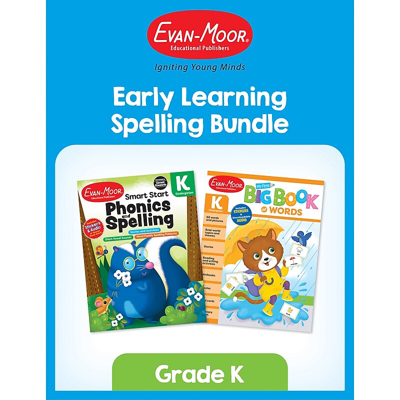 Evan-Moor Early Learning Spelling Activity Book Bundle, Grade K Workbook, 2/Set image 1