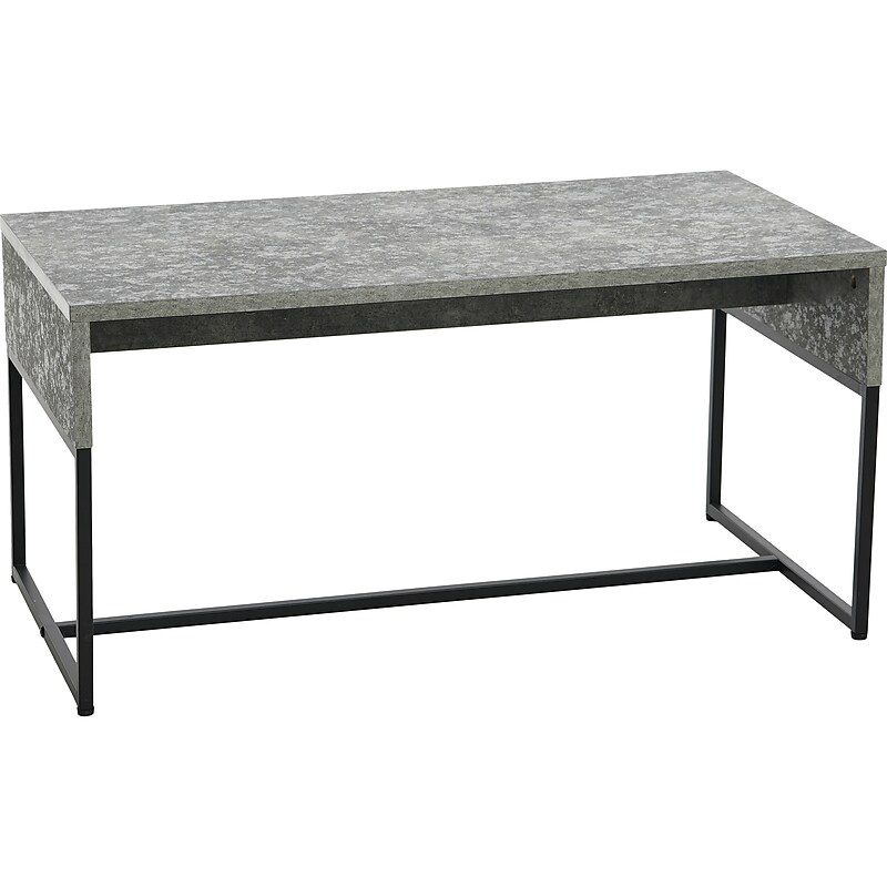 Household Essentials Wrap 35"W x 20"D Laminate Coffee Table, Rustic Slate Concrete/Black (8271-1) image 1