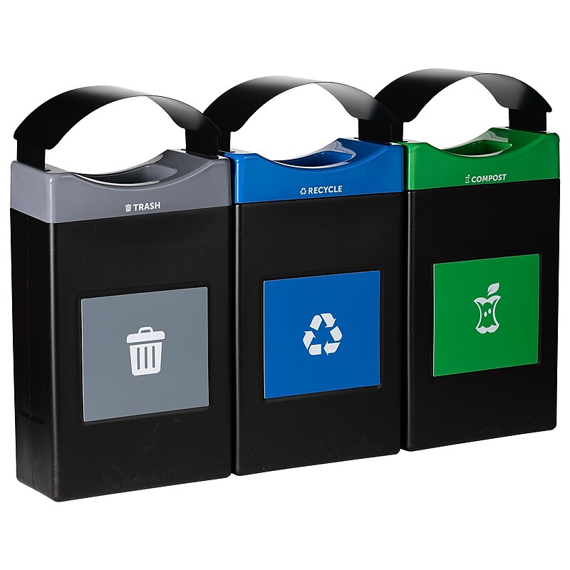 Commercial Zone Avante Polyethylene Three-StreamTrash, Recycling and Compost Center, 90-Gallon, Multicolored (787308MSA) image 1