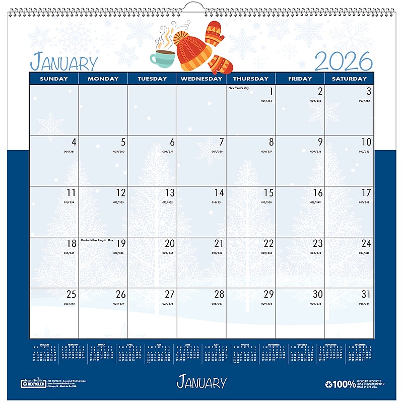 2026 House of Doolittle Seasonal Holidays 12" x 12" Monthly Wall Calendar (338-26) image 1