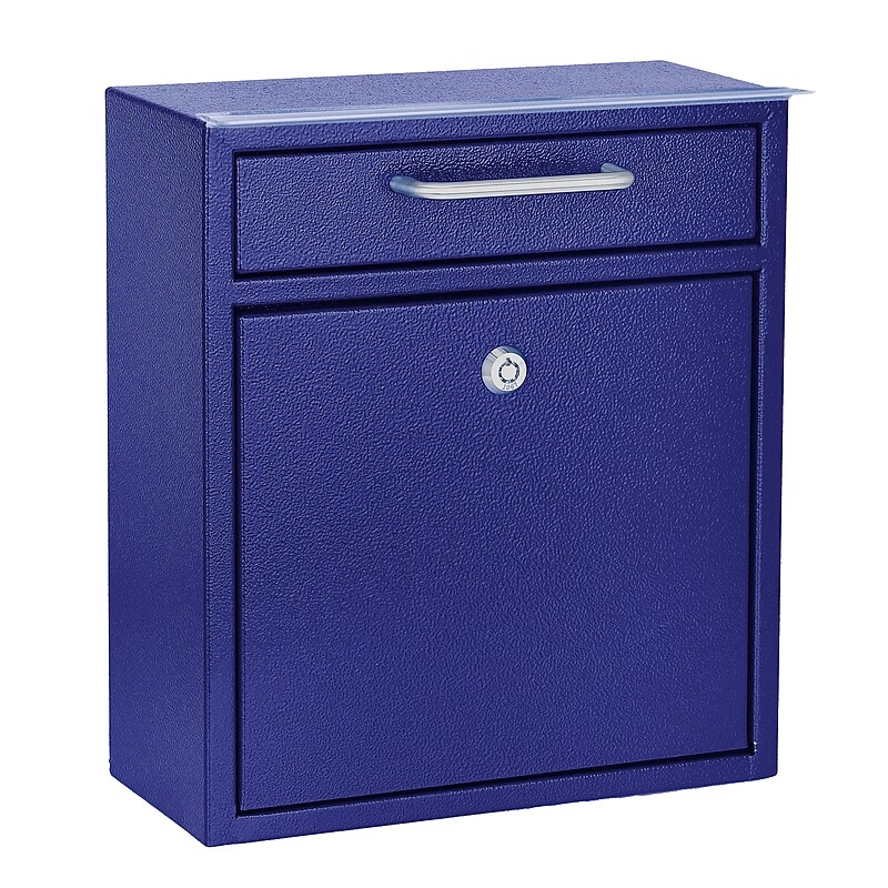 AdirOffice Steel Wall Mounted Drop Box Indoor/Outdoor Interoffice Mailbox, Blue (631-05-BLU) image 1