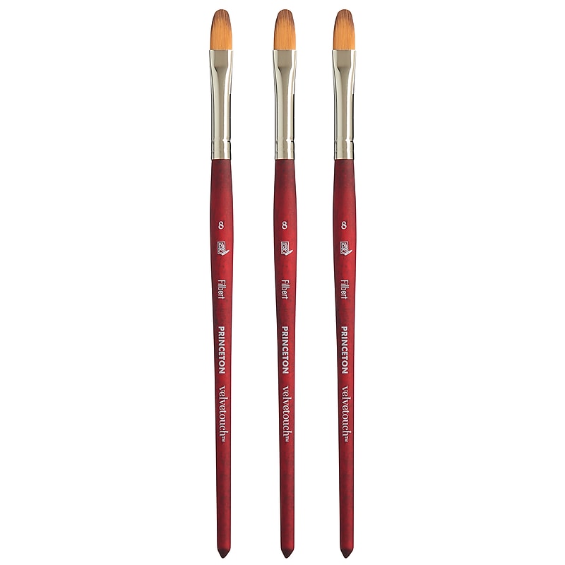 Princeton Velvetouch Short Handle Mixed Media Synthetic Filbert Brush, 3/Pack (PBXP3950FB8-3) image 1