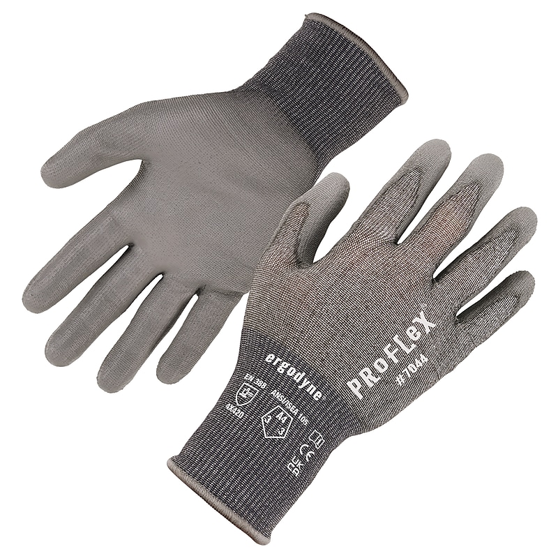 Ergodyne ProFlex 7044 PU Coated Cut-Resistant Gloves, ANSI A4, Gray, XXL, 1 Pair (10496) image 1