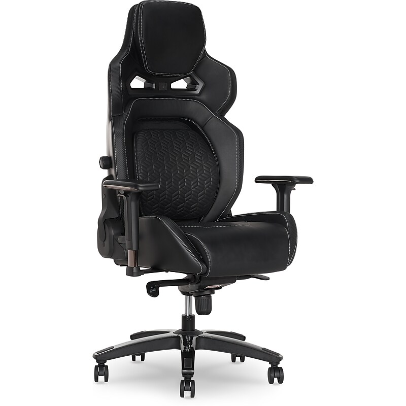 Sharper Image SGX300 Polyurethane Ergonomic Gaming Chair, Black (52914-BLKWHT) image 1