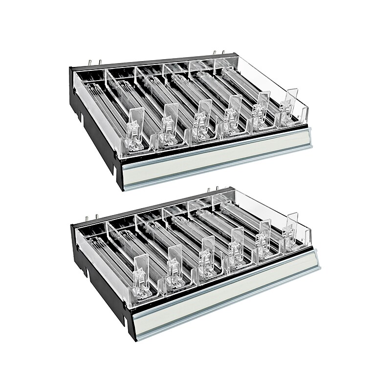 Azar 2.63" x 12" Pegboard 6-Compartment Cosmetic Tray, Black, 2/Pack (225830-6COMP-BLK-2PK) image 1