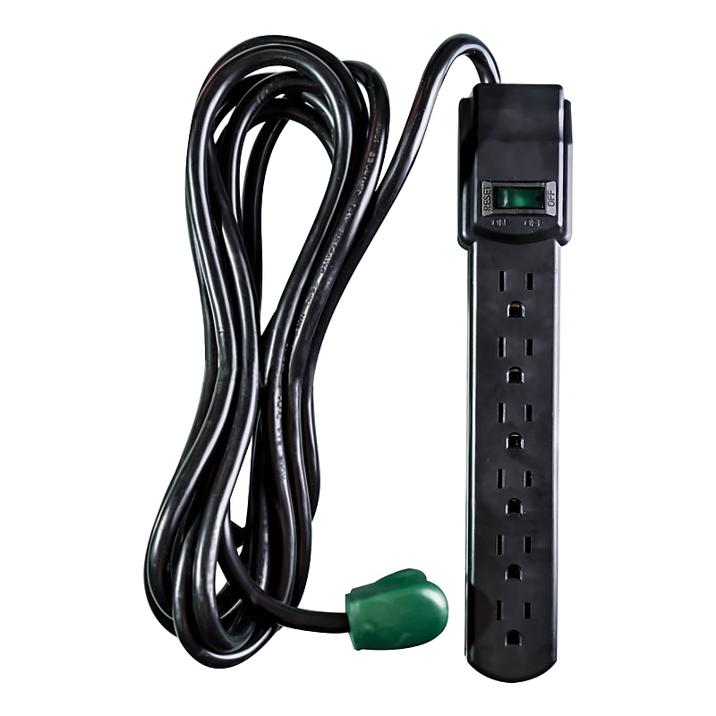 GoGreen Power 6 Outlet Surge Protectors, 6' Cord, Black (GG-16106MSBK) image 1