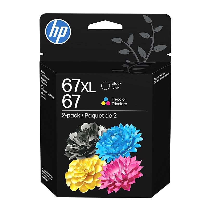 HP 67XL/67 Black High Yield and Tri-Color Standard Yield Ink Cartridge, 2/Pack (3YP30AN#140) image 1