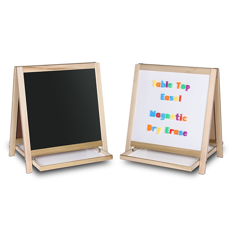 Flipside Dry-Erase Two-Sided Easel, Wood Frame, 19.5" x 18" (17406) image 1