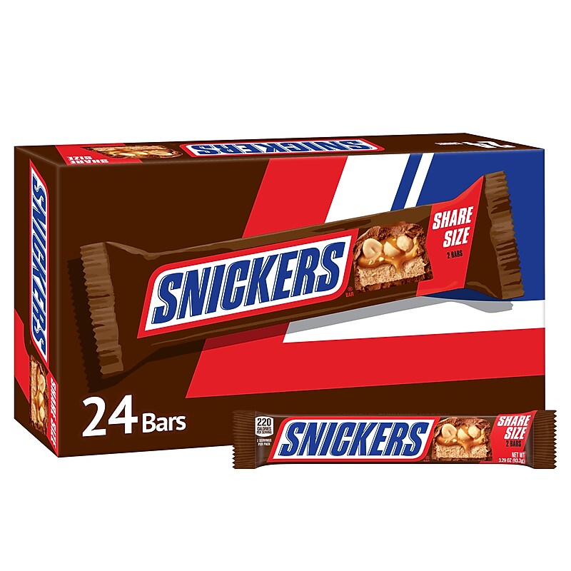 Snickers Share Size Milk Chocolate Candy Bars, 3.29 oz., 24/Box (MMM32252) image 1