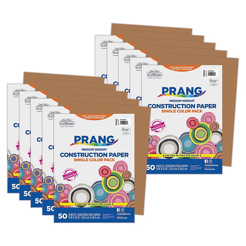 Prang 9" x 12" Construction Paper, Light Brown, 50 Sheets/Pack, 10 Packs/Bundle (PAC6903-10) image 1