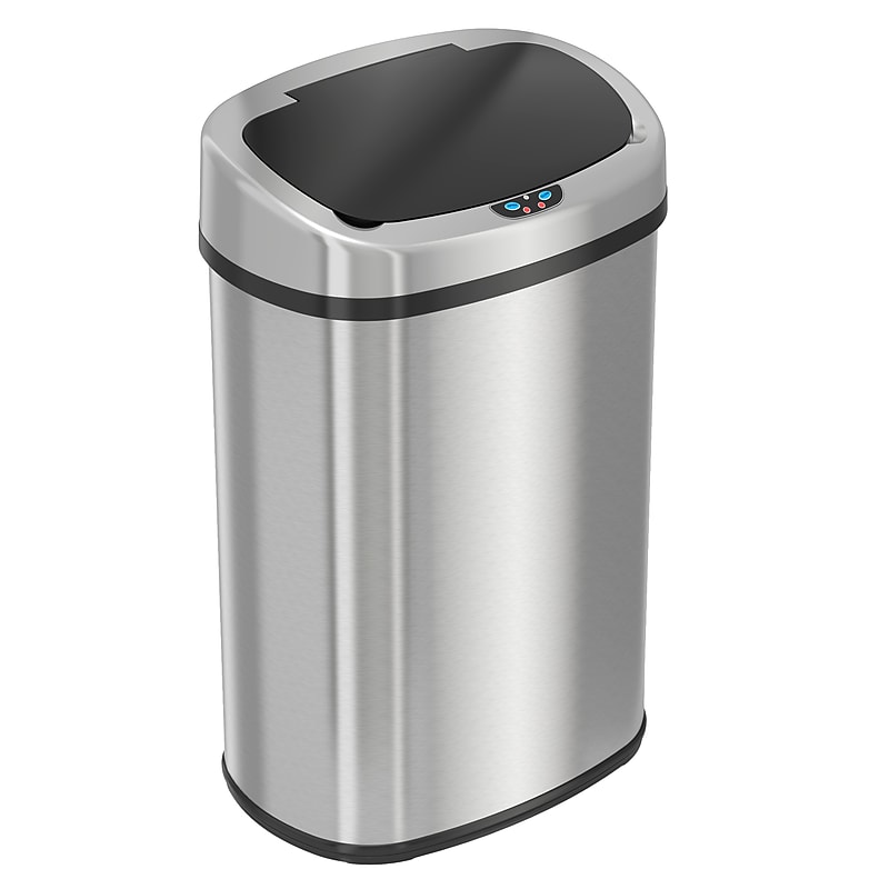 iTouchless SensorCan Stainless Steel Sensor Trash Can with AbsorbX Odor Control System, Silver, 13 gal. (ITOS13B) image 1