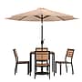 Flash Furniture Lark All-Weather Patio Set, Tan Umbrella, 7 Piece Set (XU8134UB19BTN)~#|#~4D454C5A-DE75-42DB-8EEE97ABD44B7E56_sc7