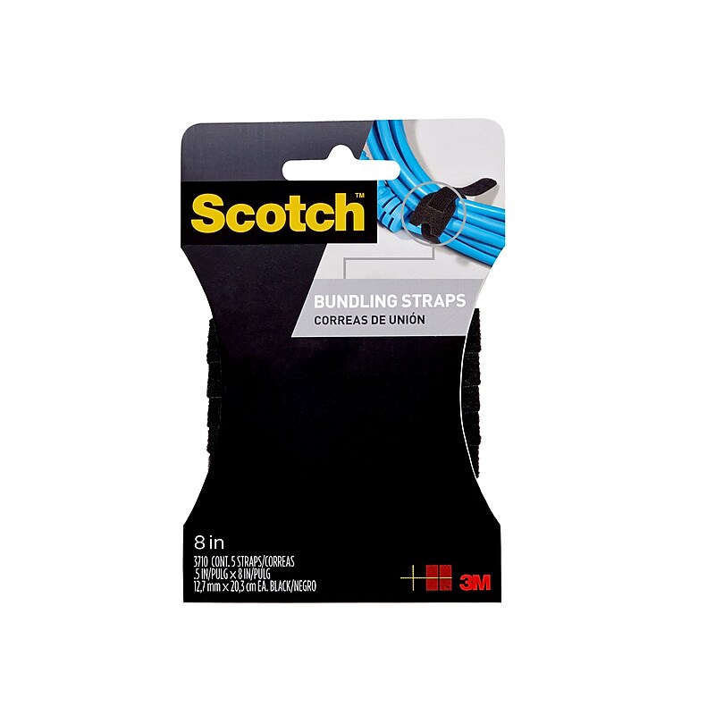 Scotch® Bundling Strap, 1/2" x 8", Black, 6/Pack (RF8010) image 1