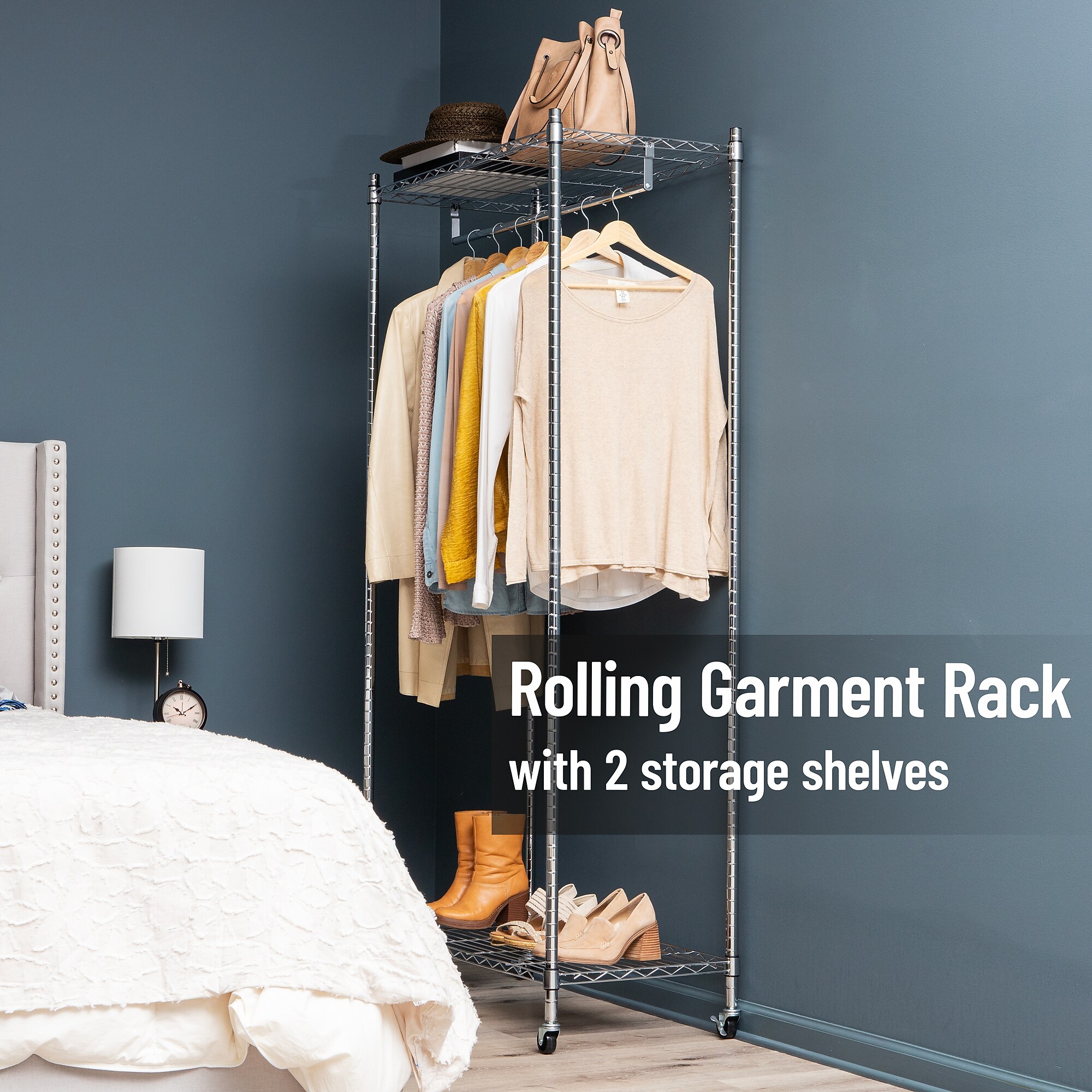Mind Reader Metal Heavy Duty Rolling Garment Rack with Adjustable Bar, 73.75″ x 17.75″ x 35.5″, Silver (ROLLRACK-SIL) Sansujyuku sansujyuku.com