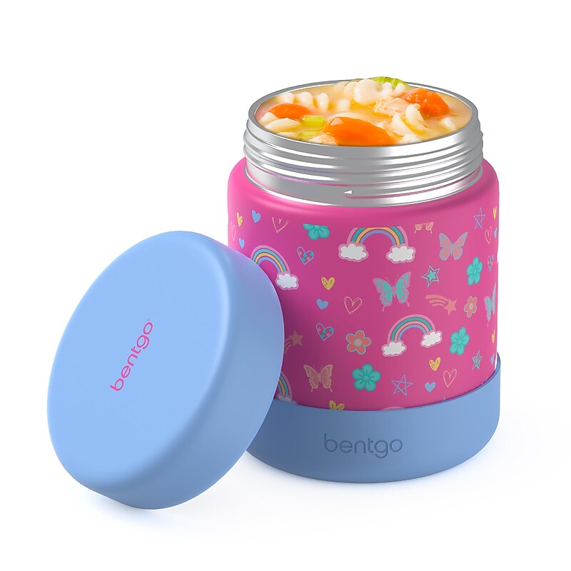 bentgo Kids Stainless Steel Insulated Food Jar, Rainbows and Butterflies, 11 oz. (BGKDJAR-RBO) image 1