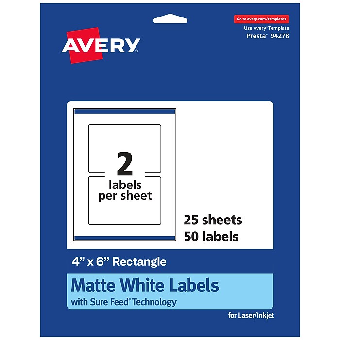 ヴァイリーページです。 Avery Laser/Inkjet Rectangle Multipurpose Labels, 4