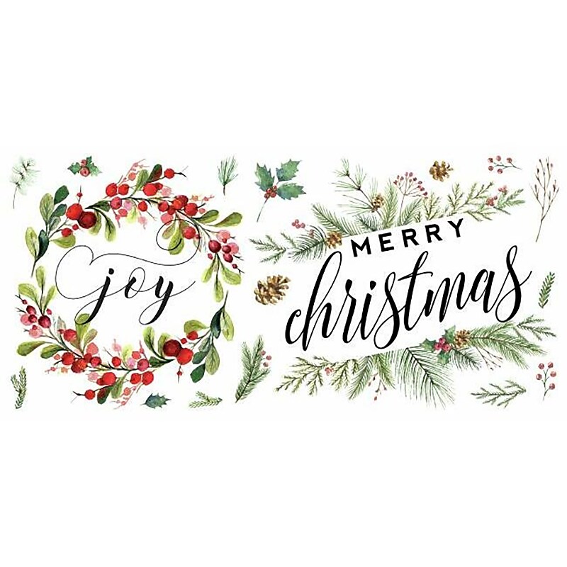 RoomMates Merry Christmas Wreath Traditional Wall Decal Set, Holiday (RMK4480GM) image 1