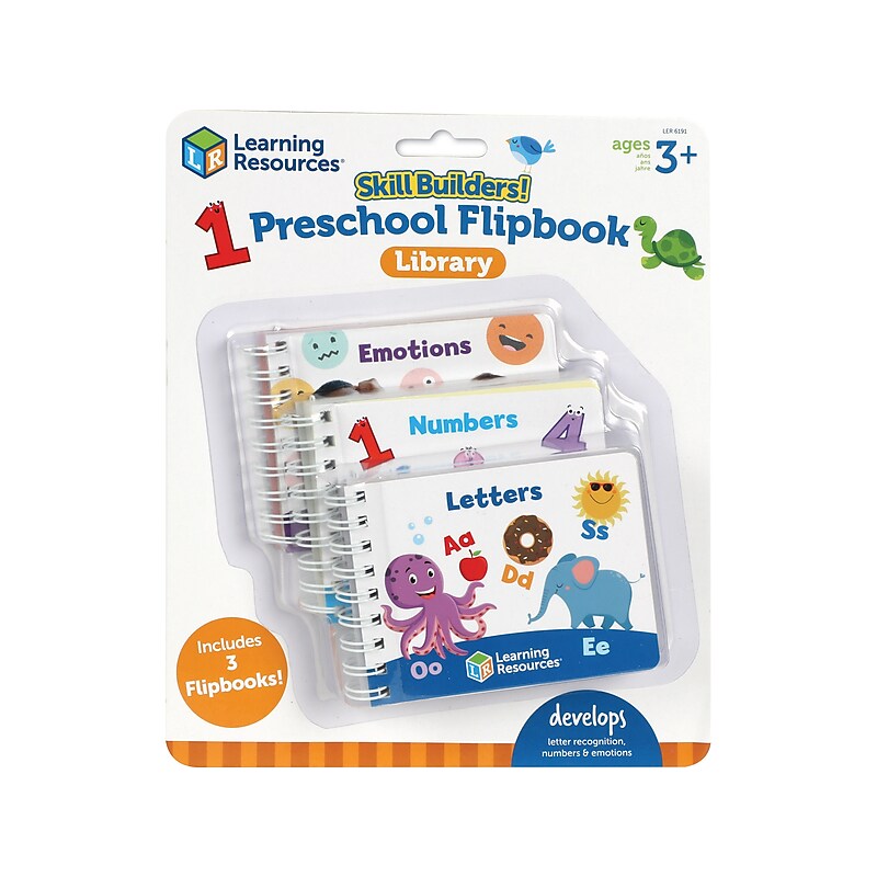 Learning Resources Skill Builders! Preschool Flash Card Flip-Books, 3 Books/Set (LER6191) image 1