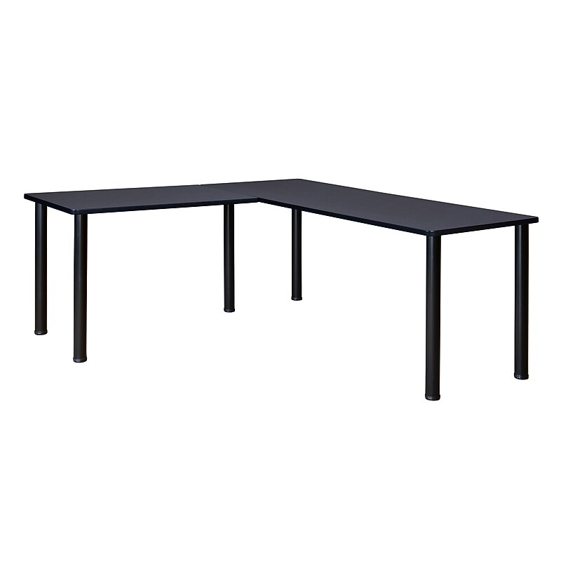 Regency Kee 72" L-Desk with 42" Return, Grey/Black image 1