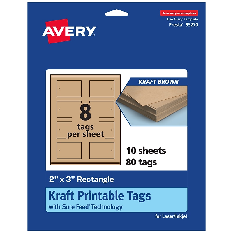 Avery 3" Blank Pricing & Merchandise Tags, Kraft Brown, 80/Pack (95270) image 1