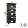 Bush Furniture Key West 66"H 5-Shelf Bookcase with Adjustable Shelves, Dark Gray Hickory Wood (KWB132GH-03)~#|#~4D5A1C52-8740-4058-9A24CC65F5671BB3_sc7