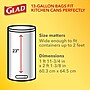 Glad  Drawstring 13 Gallon Tall Kitchen Trash Bags, .71 mil, 23.74 x 25.4, Gray, 100 Bags/Box (78374)~#|#~sp53228922_sc7