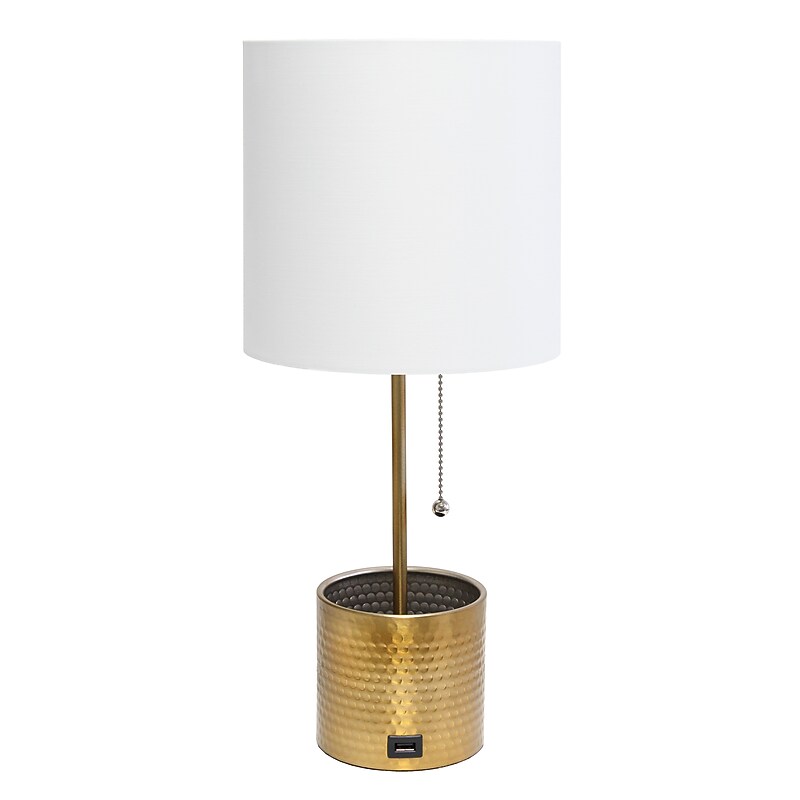 Creekwood Home 18.5" LED Table Lamp with USB Port, Gold (CWT-1007-GL) image 1