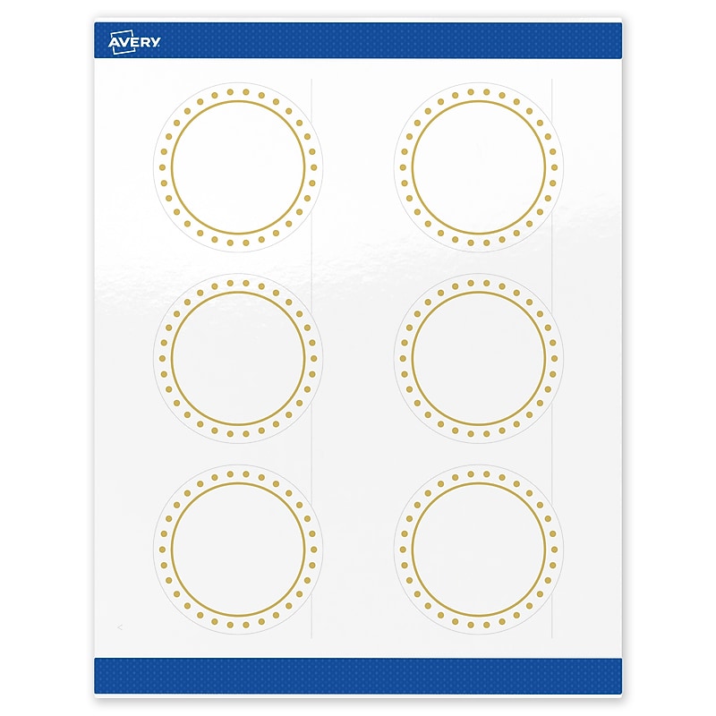 Avery Laser/Inkjet Circle Multipurpose Labels, 3" Dia., White, 60/Pack (S00-DHX) image 1