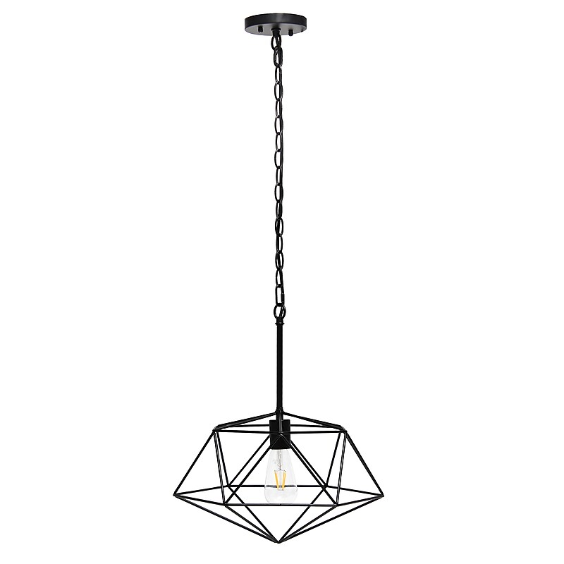 Lalia Home 1 Light 16" Metal Wire Paragon Hanging Ceiling LED Pendant Fixture, Black (LHP-3003-BK) image 1