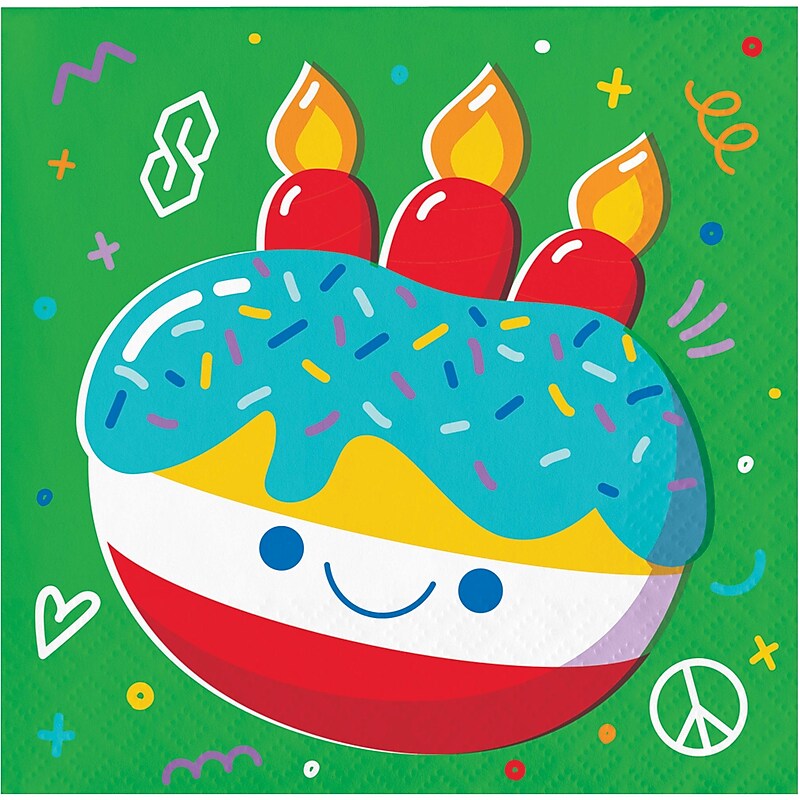 Creative Converting Bubbly Birthday Napkins, Multicolored, 64/Pack (DTC365025BNAP) image 1