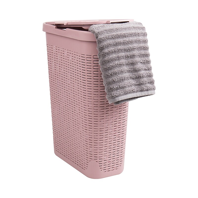 Mind Reader 10.57-Gallon Laundry Hamper with Lid, Plastic, Pink (40HAMP-PNK) image 1