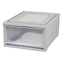 Iris 31 qt. Stackable Storage Drawer, Plastic, Gray/Clear, 3/Carton (170473CT)~#|#~4D7BDB7C-2F66-431A-8F2761BCE91F0ABD_sc7