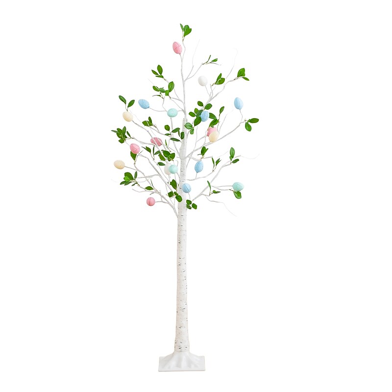 Nearly Natural 5-ft Pre-Lit Artificial Blooming Easter Egg Twig Tree with 18 Warm White LED Lights (T5475) image 1