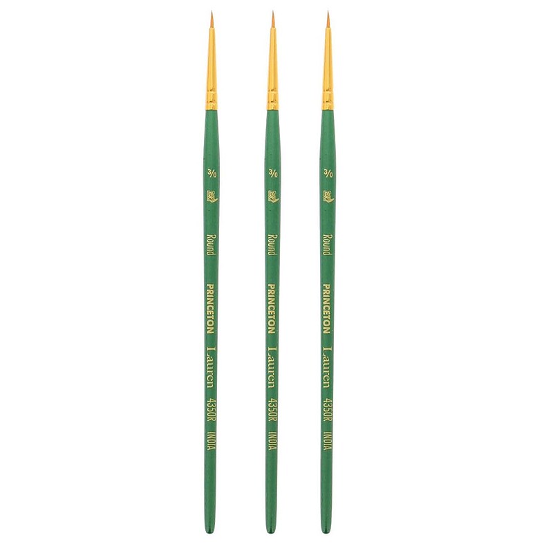 Princeton Lauren Short Handle Watercolor Synthetic Round Brush, 3/Pack (PBXP4350R30-3) image 1
