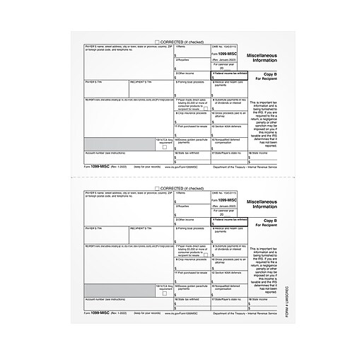 TOPS 2023 1099MISC Tax Form, 50/Pack (LMISCRECS) Staples