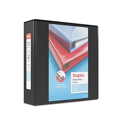 Staples Heavy Duty 3‑Inch 3‑Ring View Binders, White
