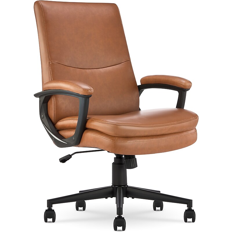 Click365 Classic Comfort Ergonomic Bonded Leather Swivel Executive Chair, Cognac (CCHR10024A) image 1